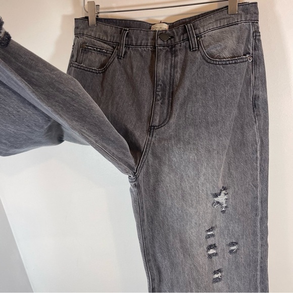 Alice & Olivia Womens Grey Distress High Rise Wide Leg Boyfriend Jeans Size 30 - Picture 6 of 14